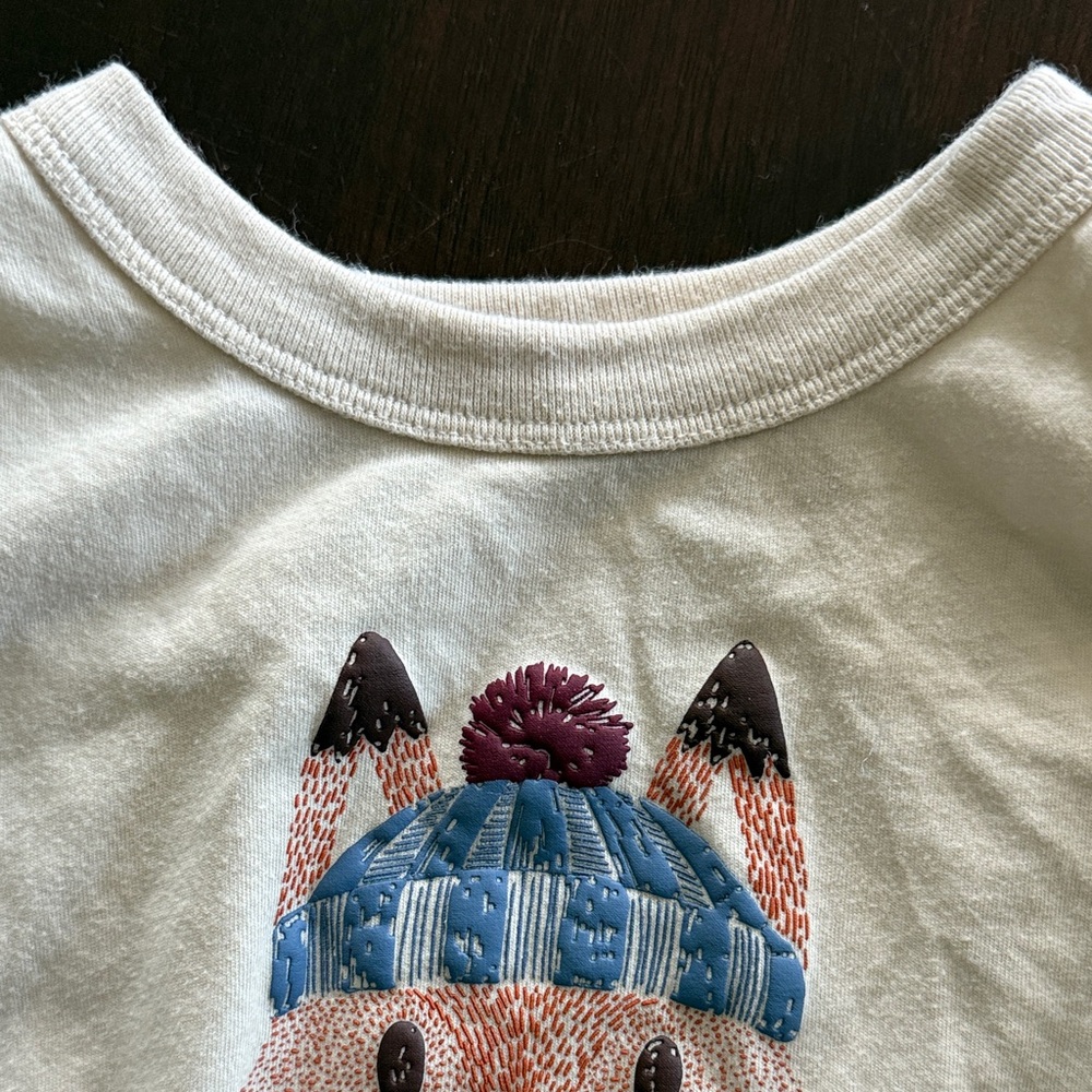 The Children's Place Cream Long-Sleeve Fox Top with Blue Beanie - Picture 3 of 7